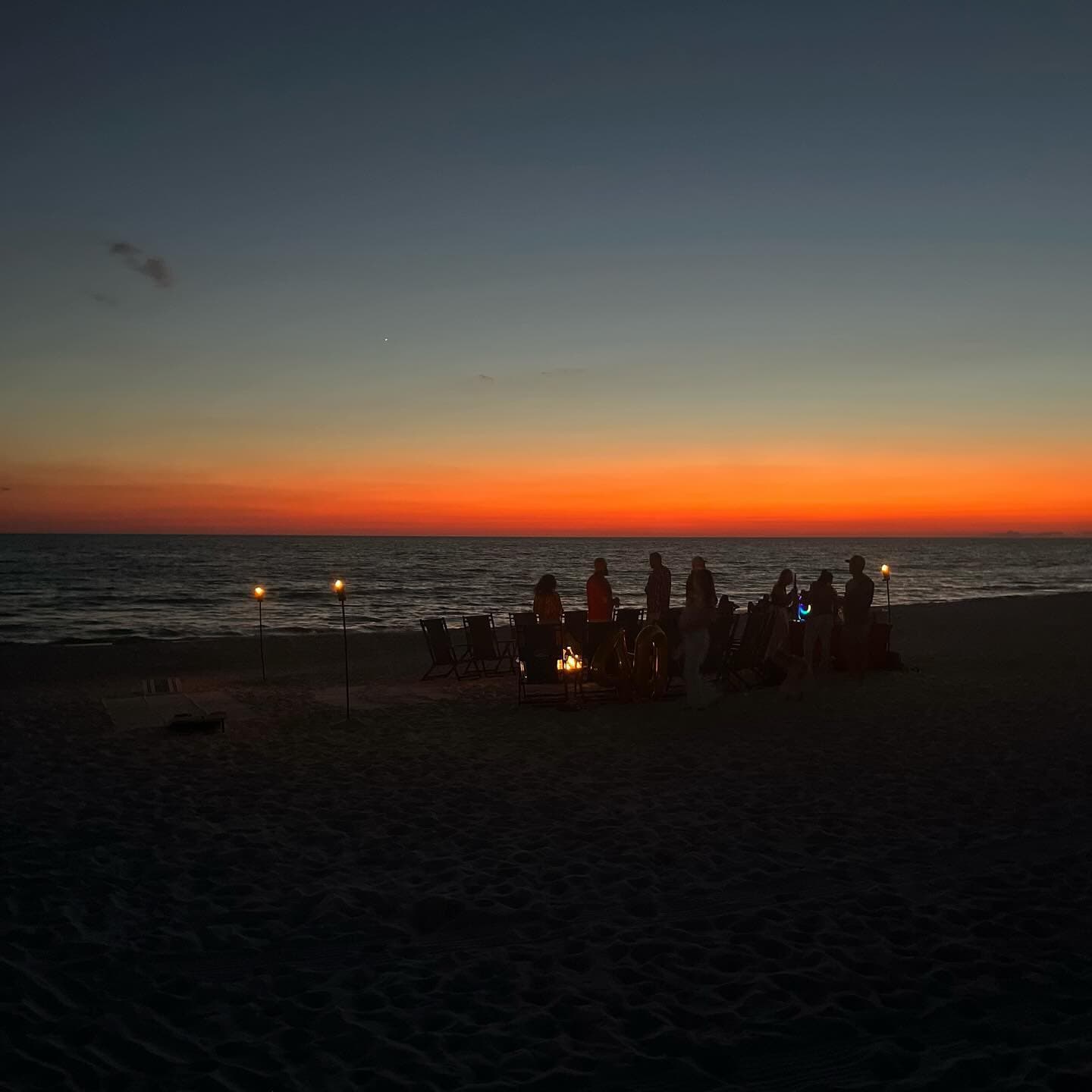 people having a beach bonfire