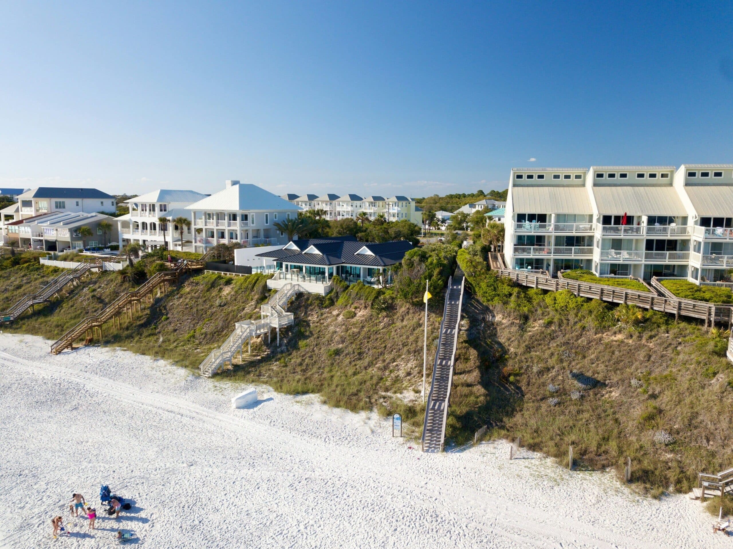 Aerial view of Rosemary Beach luxury rentals