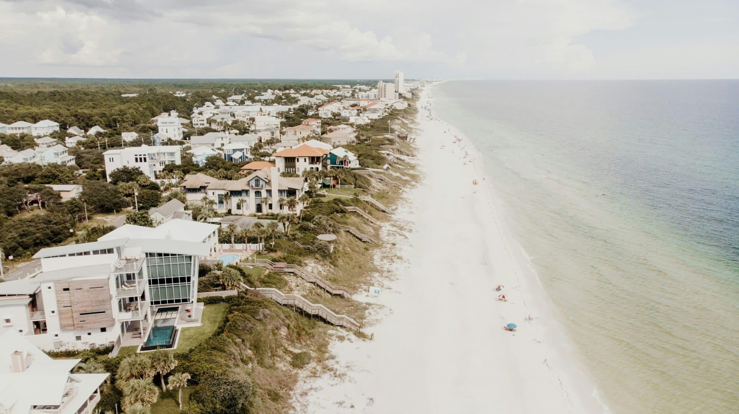 Aerial view shows the 30A coastline