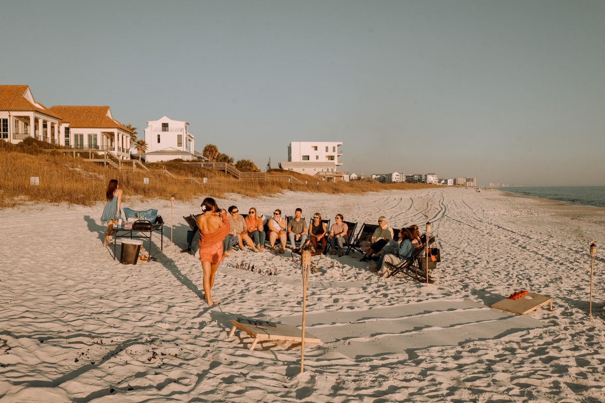 Romantic anniversary bonfire on the beach